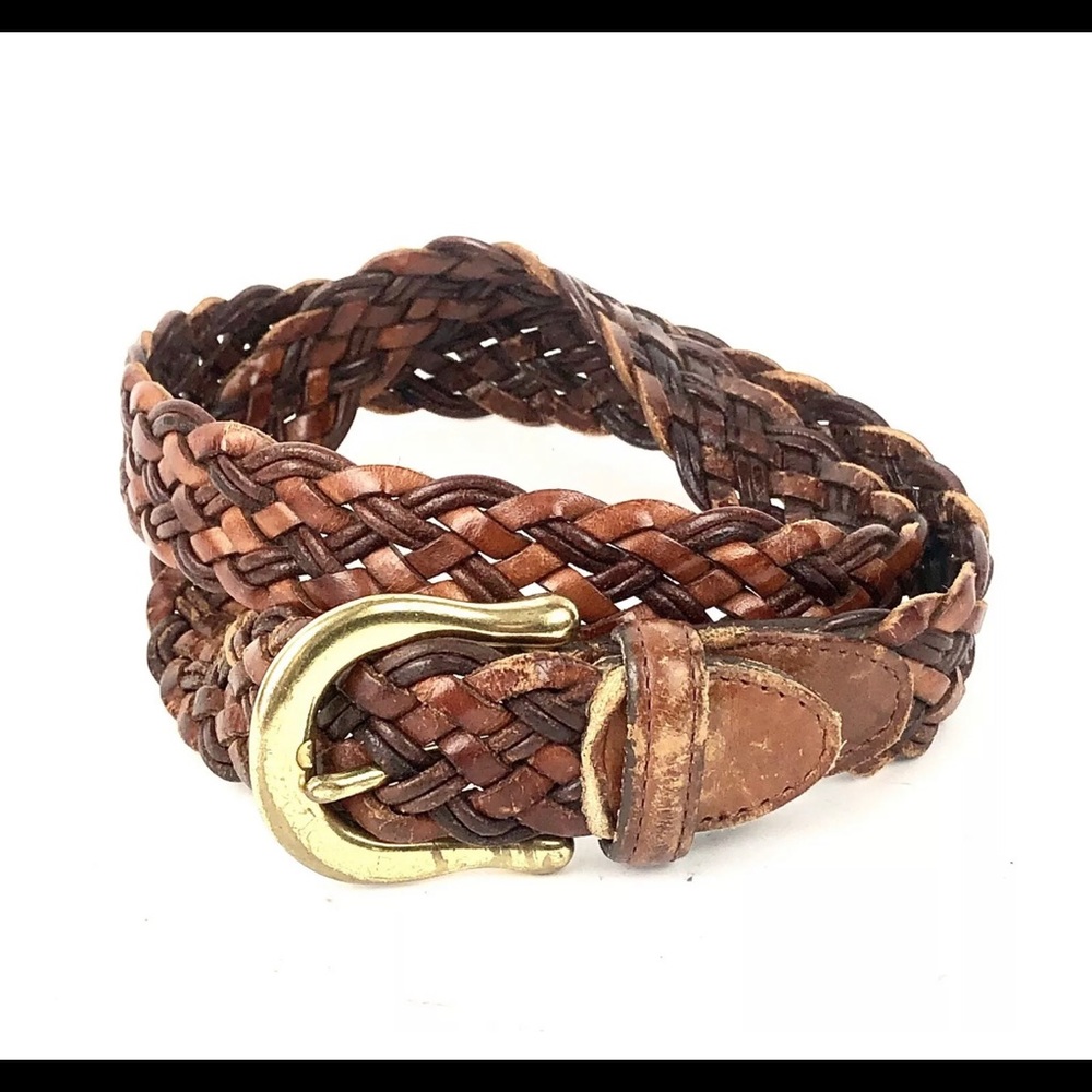 Coach Belts M Women Brown Leather Braided Belt